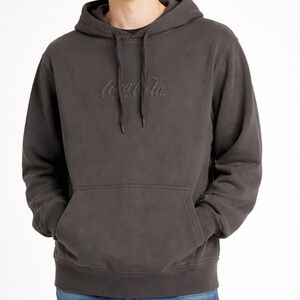 Coca Cola Embroidered Hoodie Black Minimal Logo Pullover Unisex
